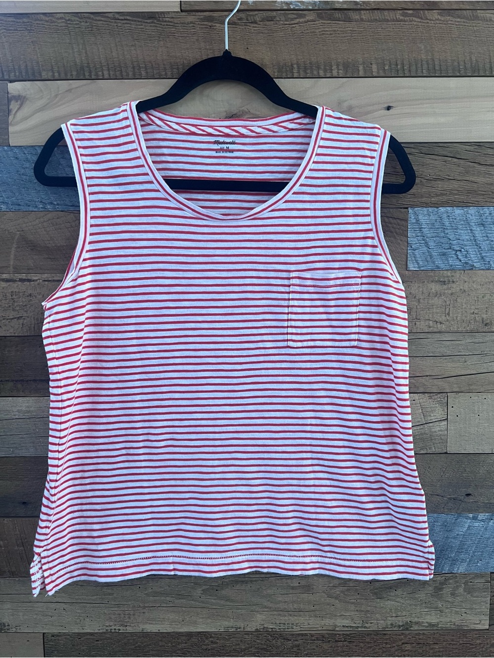 Madewell women’s Red and White Striped Sleeveless Tank Top
